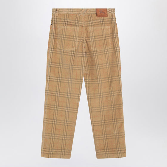 Burberry Sand-coloured check corduroy trousers