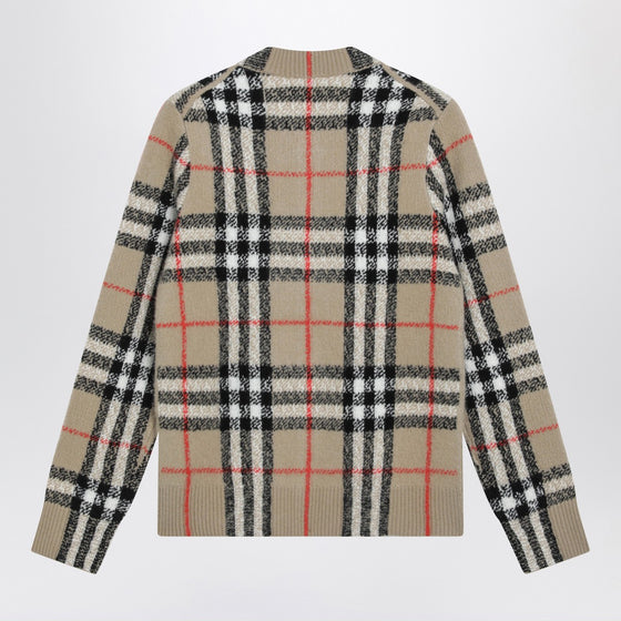 Burberry Beige Check cashmere and wool cardigan