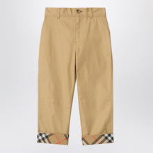  Burberry Beige trousers with Check turn-ups