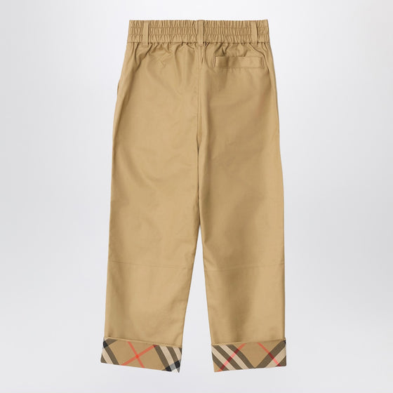 Burberry Beige trousers with Check turn-ups