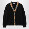Burberry Black cardigan with Check motif trims