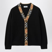  Burberry Black cardigan with Check motif trims