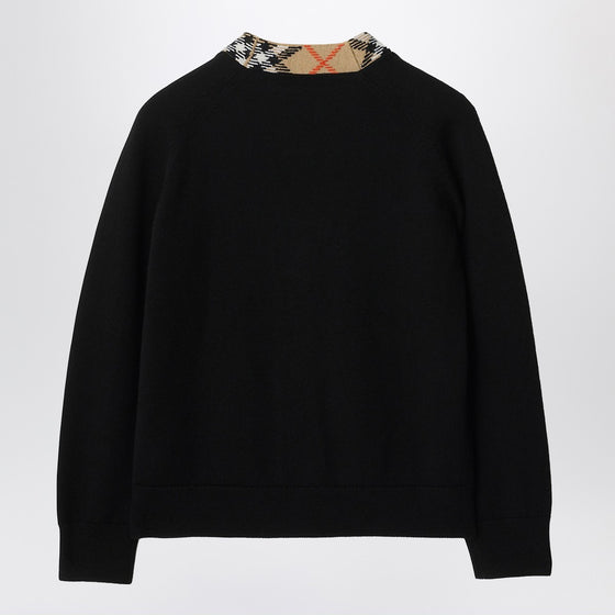 Burberry Black cardigan with Check motif trims