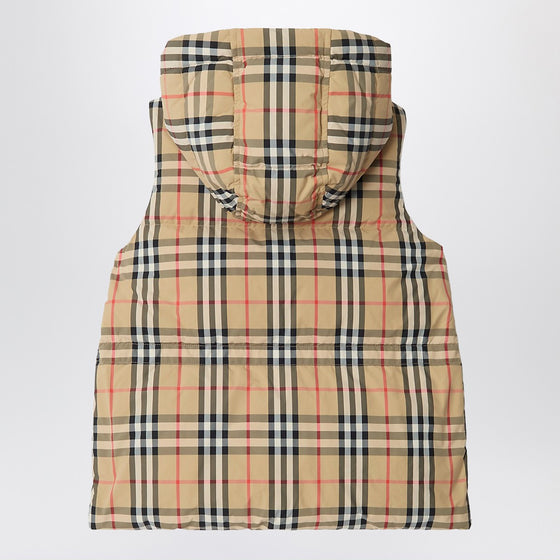 Burberry Nylon sleeveless down jacket with Check motif
