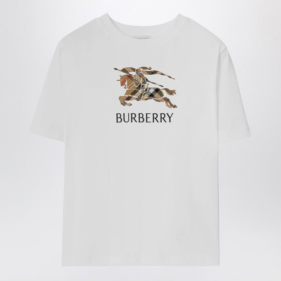 Burberry White cotton T-shirt with EKD Check