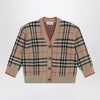 Burberry Beige wool cardigan with Check motif