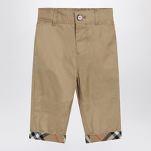  Burberry Beige trousers with Check turn-ups