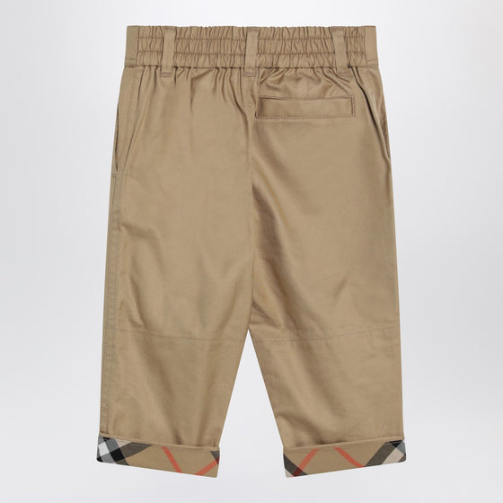 Burberry Beige trousers with Check turn-ups