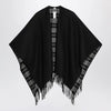Burberry Reversible wool check cape with fringes in black