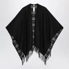 Burberry Reversible wool check cape with fringes in black