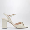 GUCCI White leather sandal with Horsebit
