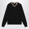 Burberry Black wool sweater with Check motif neckline