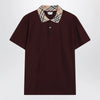Burberry Cotton polo shirt with Check collar in vineyard red