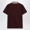 Burberry Cotton polo shirt with Check collar in vineyard red