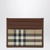 Burberry Check credit card holder in coated cotton, beige