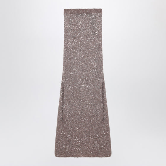 Balenciaga Light brown/silver maxi skirt with sequins