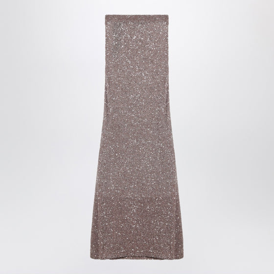 Balenciaga Light brown/silver maxi skirt with sequins