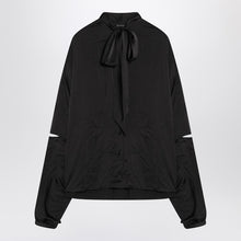  Balenciaga Black satin blouse with bow