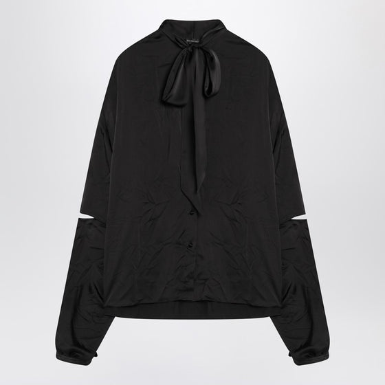 Balenciaga Black satin blouse with bow