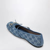 GUCCI Blue GG denim ballet flats with Horsebit detail