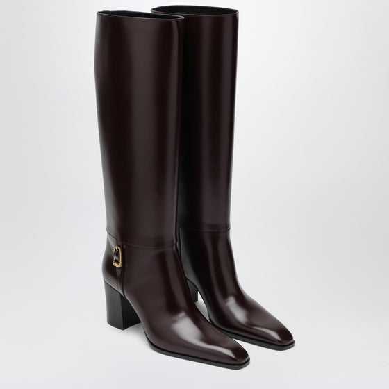 Saint Laurent Bordeaux Julia heeled boots