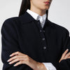 Róhe Navy Blue Merino Wool Polo Shirt
