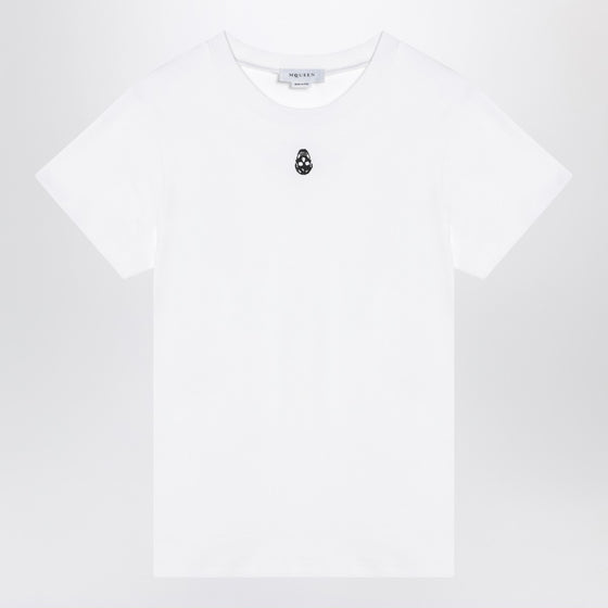 Alexander McQueen White T-shirt with Skull embroidery