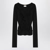 Saint Laurent Black ruffled blouse in silk