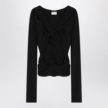  Saint Laurent Black ruffled blouse in silk