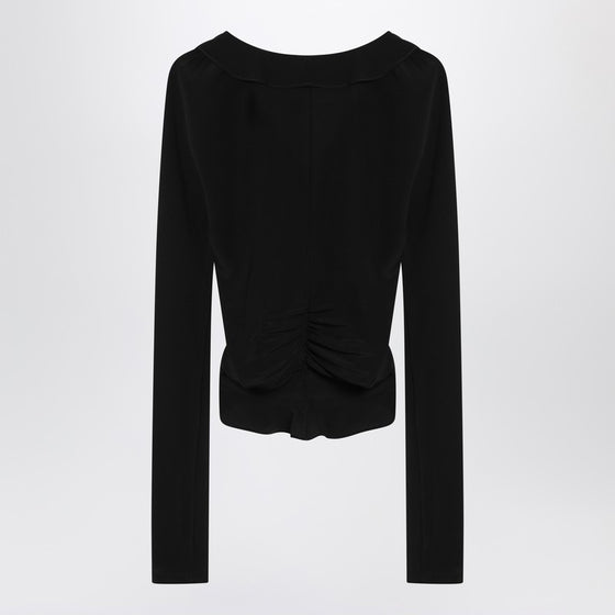 Saint Laurent Black ruffled blouse in silk