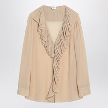  Saint Laurent Beige ruffled blouse in silk