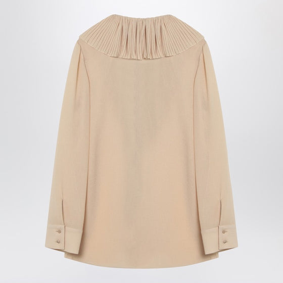 Saint Laurent Beige ruffled blouse in silk