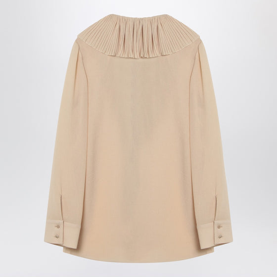 Saint Laurent Beige ruffled blouse in silk