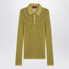 GUCCI Pistachio green perforated technical knit polo