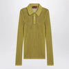 GUCCI Pistachio green perforated technical knit polo