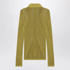 GUCCI Pistachio green perforated technical knit polo