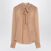 Saint Laurent Beige polka dot blouse in silk blend