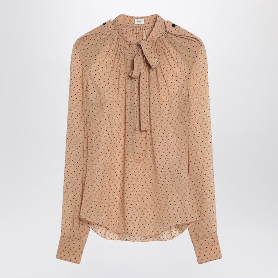 Saint Laurent Beige polka dot blouse in silk blend