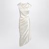 Alexander McQueen Ivory asymmetrical draped dress