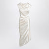 Alexander McQueen Ivory asymmetrical draped dress