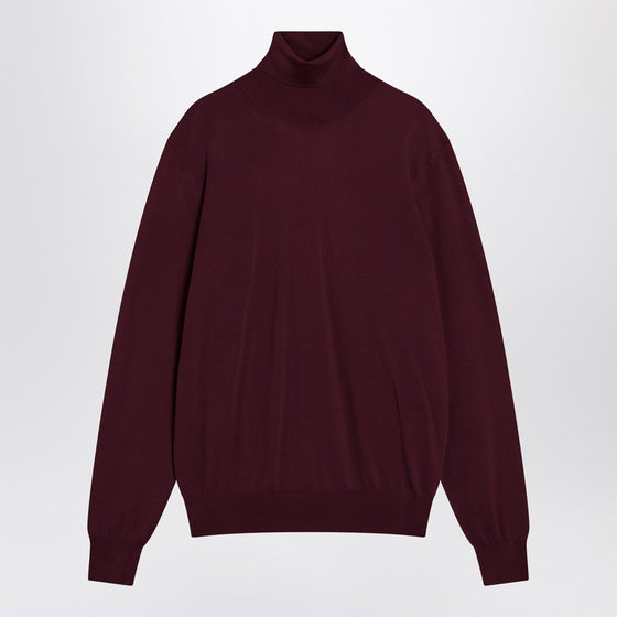 Saint Laurent Burgundy turtleneck sweater in wool
