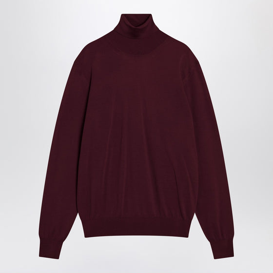 Saint Laurent Burgundy turtleneck sweater in wool
