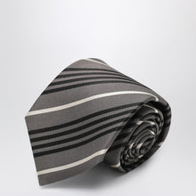  Saint Laurent Gray striped silk tie