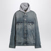 Balenciaga Denim and fleece cotton jacket with logo