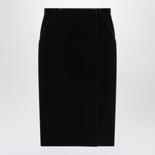  Saint Laurent Green velvet wrap midi skirt