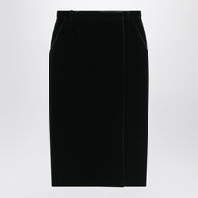  Saint Laurent Green velvet wrap midi skirt