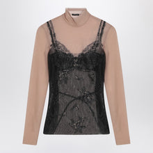  Balenciaga Black and light beige Trompe l''oeil Lingerie top