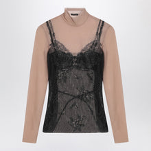  Balenciaga Black and light beige Trompe l''oeil Lingerie top