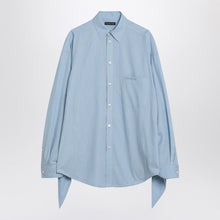  Balenciaga Light blue striped shirt with knotted cuffs