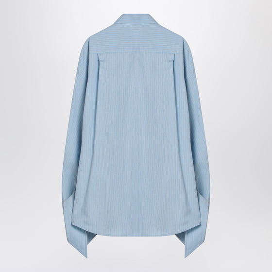 Balenciaga Light blue striped shirt with knotted cuffs